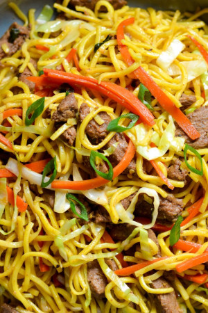 Nepali Style Mutton (Lamb or Goat) Chowmin Noodles